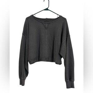 AERIE women’s gray/grey cropped exposed seams sweatshirt size SMALL style 3027
